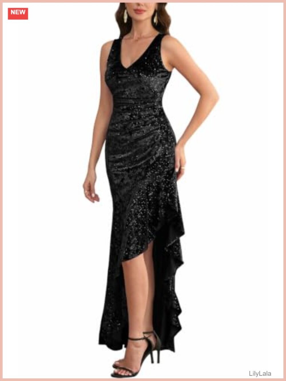 Velvet V Neck Split Maxi Formal Cocktail Dress